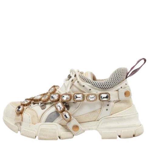 Pre-owned Leather sneakers Gucci Vintage , Beige , Dames