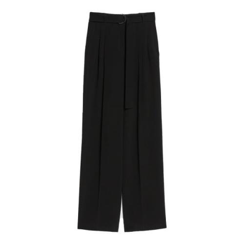 Zwarte vloeibare broek met dubbele plooien Max Mara Studio , Black , D...