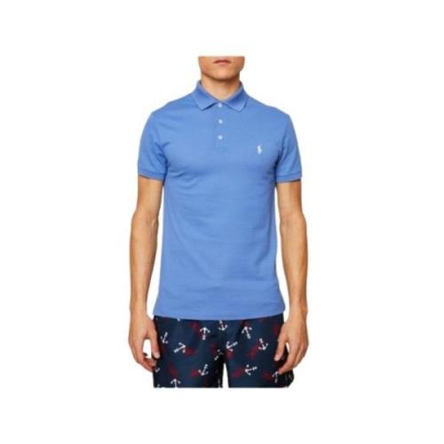 Slim Fit Piqué Katoenen Polo Shirt Polo Ralph Lauren , Blue , Heren