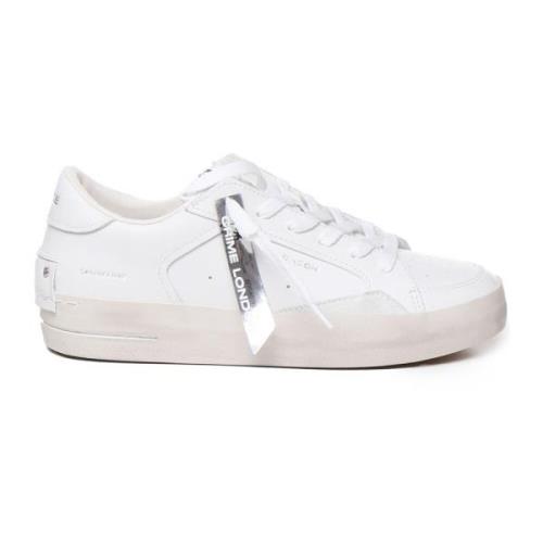 Witte Leren Sneakers met Bandzool Crime London , White , Dames