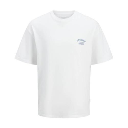 Achter Tee Crew Neck Bright White Jack & Jones , White , Heren