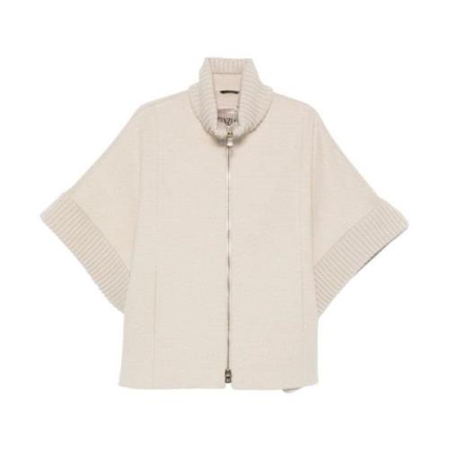 Beige Wol Kort Jas met Rits Cinzia Rocca , Beige , Dames