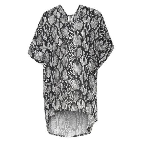 Python Print Asymmetrische Jurk met Veters Fisico , Black , Dames