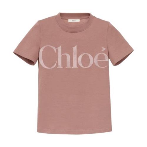 Fluweel Logo Roze T-shirts en Polos Chloé , Pink , Dames