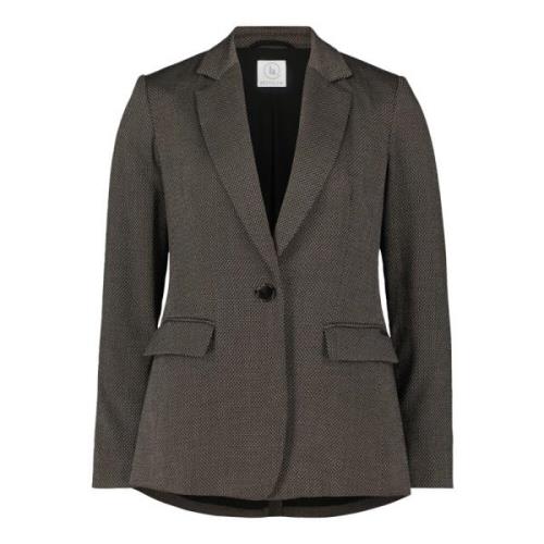 Gestreepte Lange Blazer met Zakken Betty & Co , Black , Dames