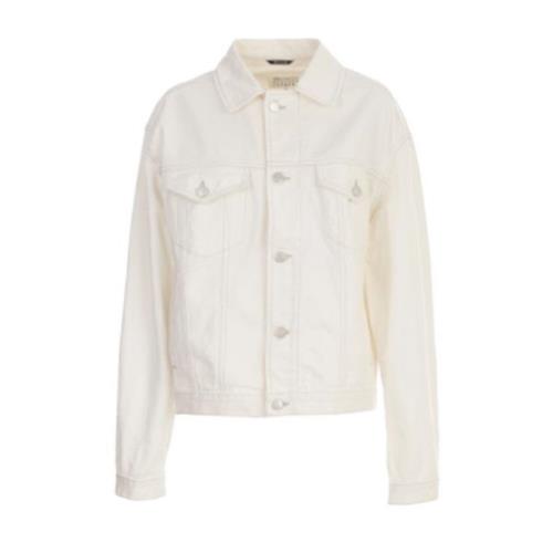 Witte Oversized Denim Jack met Zakken Maison Margiela , White , Dames