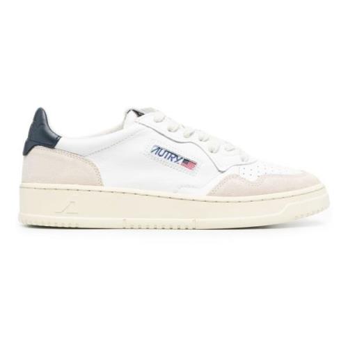 Witte leren sneaker met beige suède accenten Autry , White , Heren