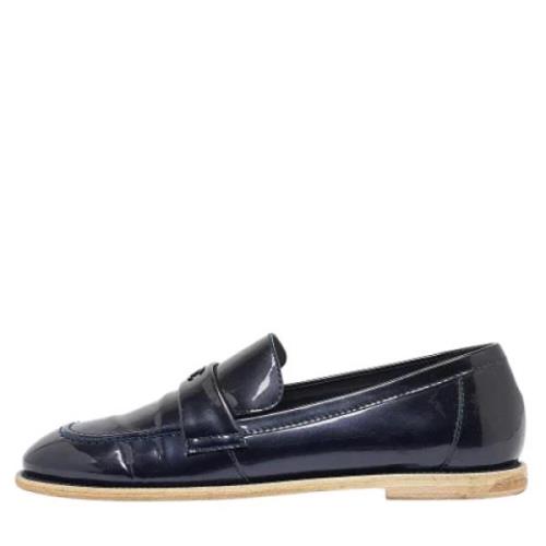 Pre-owned Leather flats Chanel Vintage , Blue , Dames