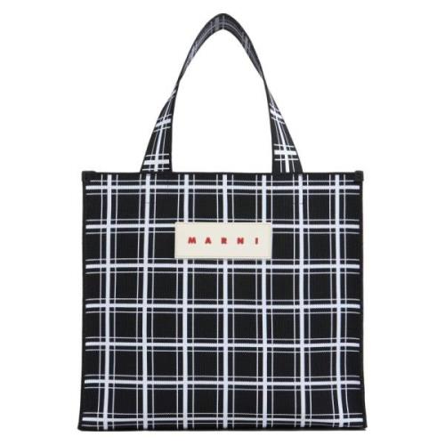 Jacquard Geruite Winkeltas Marni , Black , Heren