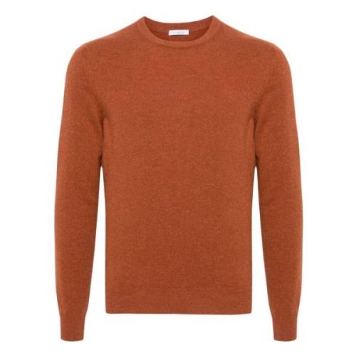 Gebreide Cashmere Trui Oranje Melange Malo , Brown , Heren