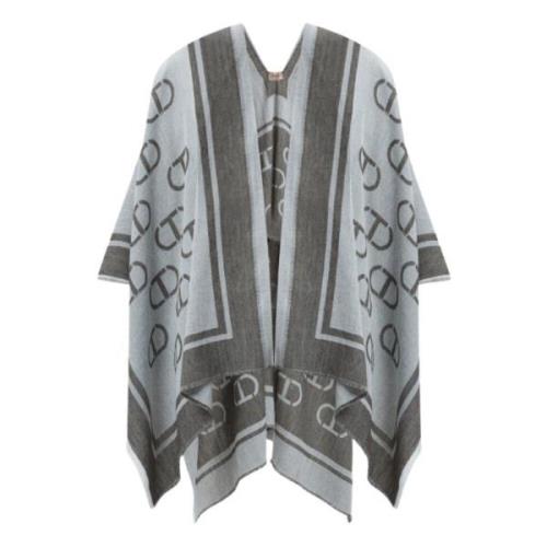 Grijze Poncho Jack met Franjes Twinset , Gray , Dames