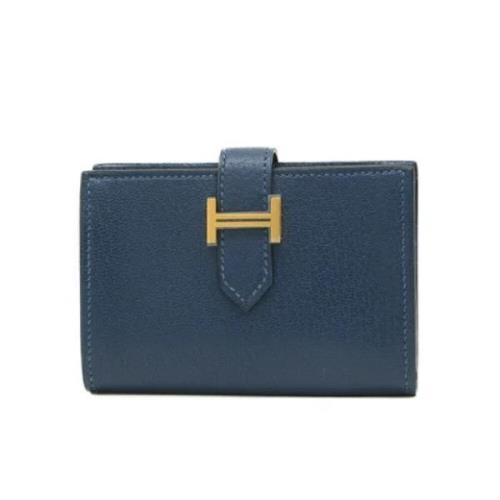 Pre-owned Leather wallets Hermès Vintage , Blue , Dames