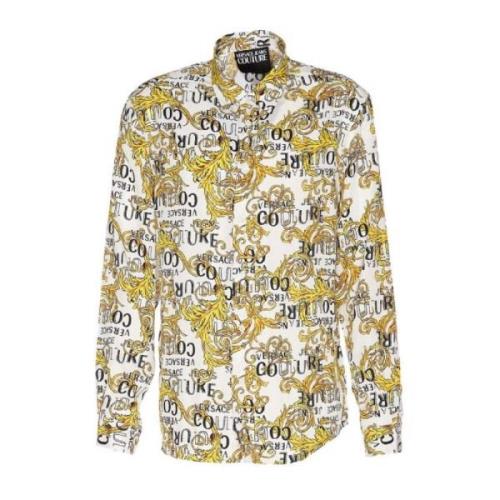 Wit Logo Print Shirt Knoopsluiting Versace Jeans Couture , White , Her...