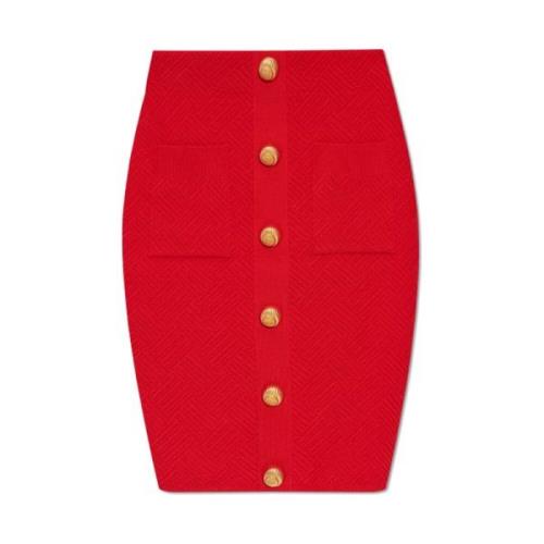 Rok met decoratieve knopen Balmain , Red , Dames