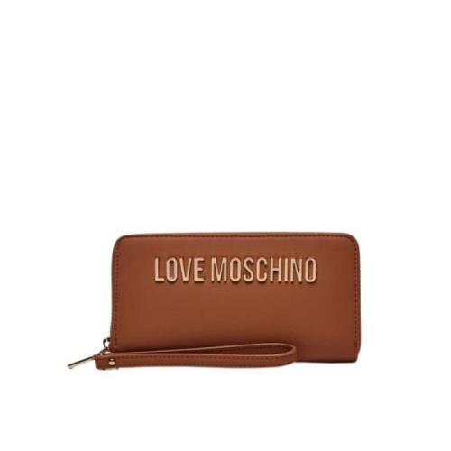 Bruine Portemonnee met Metalen Logo Love Moschino , Brown , Dames