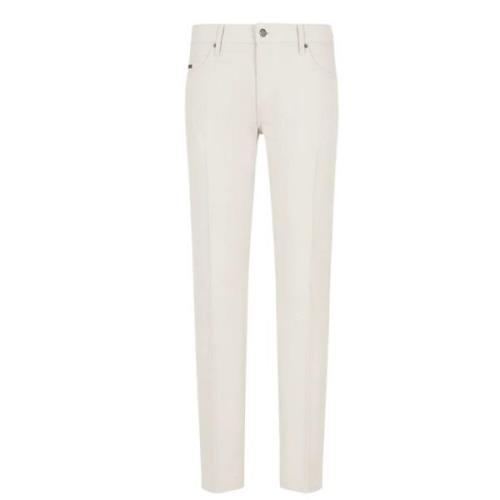 Slim Fit Five-Pocket Canneté Broek Emporio Armani , White , Heren