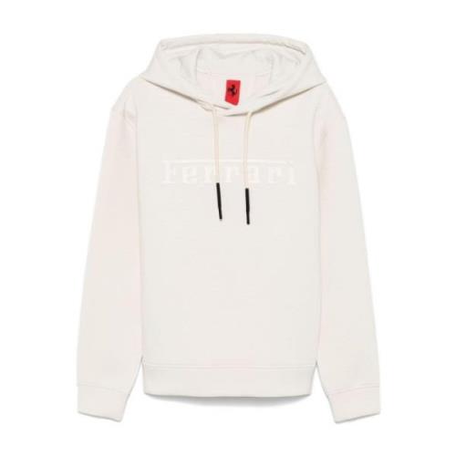 Witte hoodie met logoprint Ferrari , White , Heren