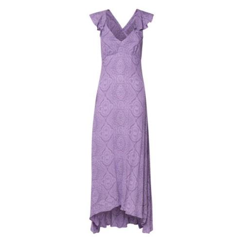 Lila Ruches Jurk met V-Hals Etro , Purple , Dames