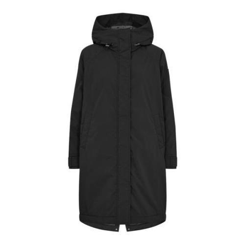 Zwarte Parka Jas met Verstelbare Capuchon MOS Mosh , Black , Dames