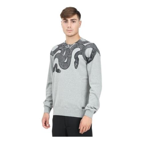 Slang Grafische Trui Just Cavalli , Gray , Heren