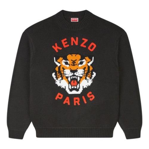 Lucky Tiger Wollen Trui Kenzo , Black , Heren