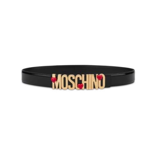 Zwart Leren Hart Bedel Riem Moschino , Black , Dames