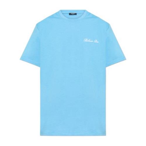 T-shirt met geborduurd logo Balmain , Blue , Heren