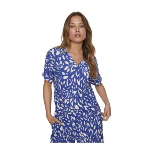 Dames V-hals T-shirt Vila , Blue , Dames