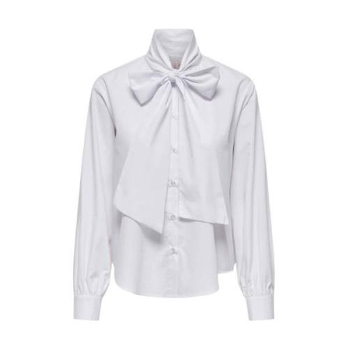 Strik Detail Lange Mouw Blouse Only , White , Dames