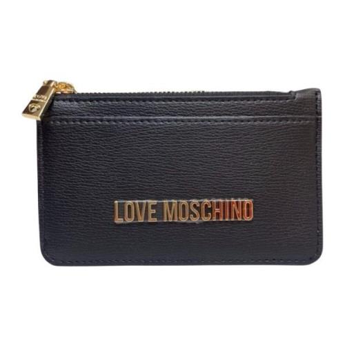 Zwarte Synthetisch Leren Portemonnee met Ritsvak Love Moschino , Black...