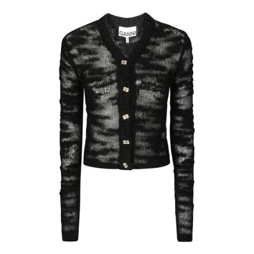 Alpaca Mohair Boucle Cardigan Ganni , Black , Dames