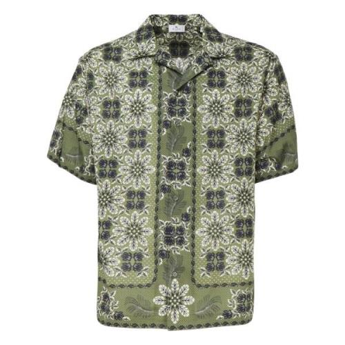 Bowling Shirt met Geometrische Bloemenprint Groen Etro , Green , Heren