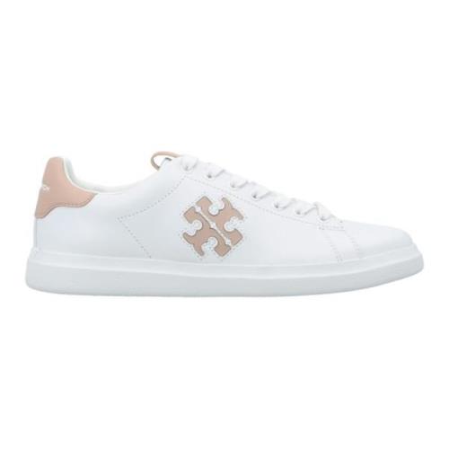 Witte Roze Sneakers Double T Howell Court Tory Burch , White , Dames