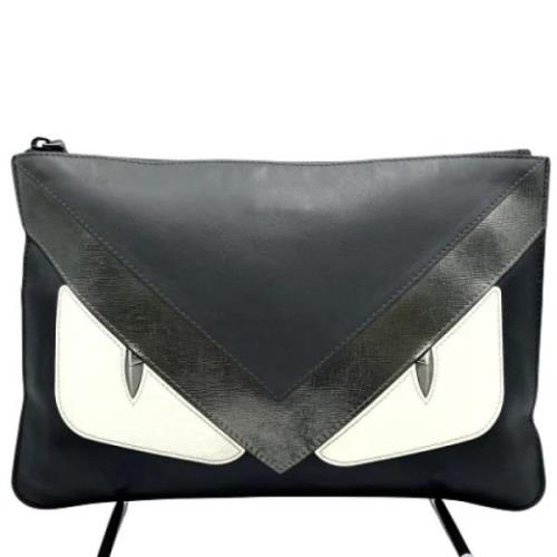 Pre-owned Leather clutches Fendi Vintage , Black , Dames