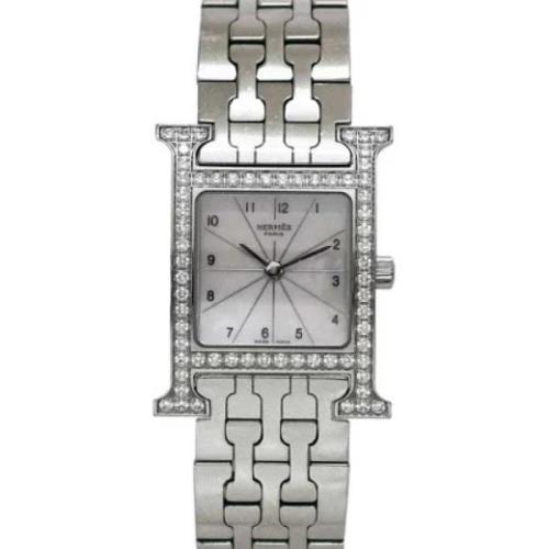 Pre-owned Stainless Steel watches Hermès Vintage , White , Dames