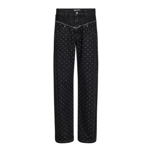 Zwarte Dot Block Lange Jeans Co'Couture , Black , Dames