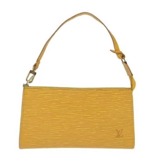 Pre-owned Leather clutches Louis Vuitton Vintage , Yellow , Dames