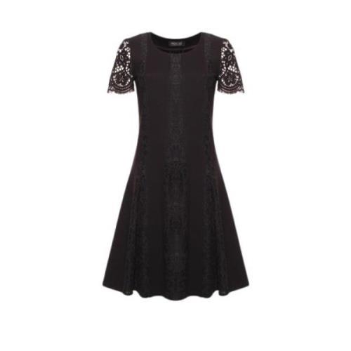 Zwarte Kanten Korte Mouw Jurk Twinset , Black , Dames