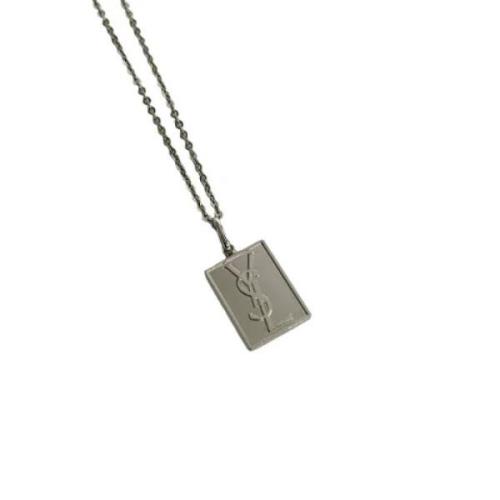 Pre-owned Metal necklaces Yves Saint Laurent Vintage , Gray , Dames