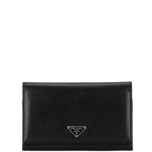 Pre-owned Leather wallets Prada Vintage , Black , Dames