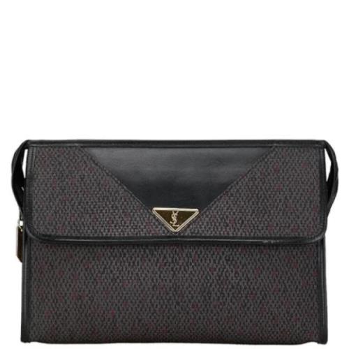 Pre-owned Leather clutches Yves Saint Laurent Vintage , Black , Dames