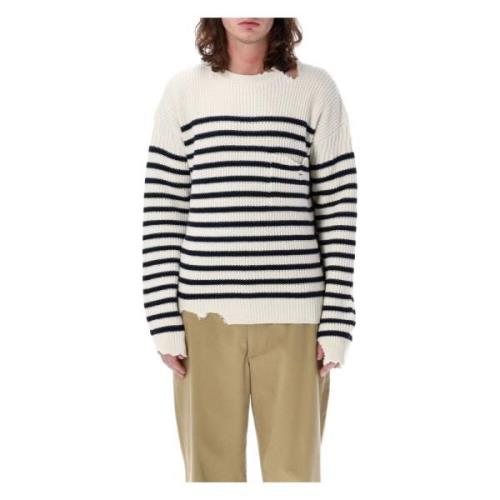 Gestreepte visserstrui Navy Ecru Marni , Beige , Heren