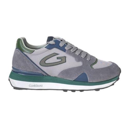 Suede en Nylon Sneaker Grijs Groen Blauw Mannen Alberto Guardiani , Gr...