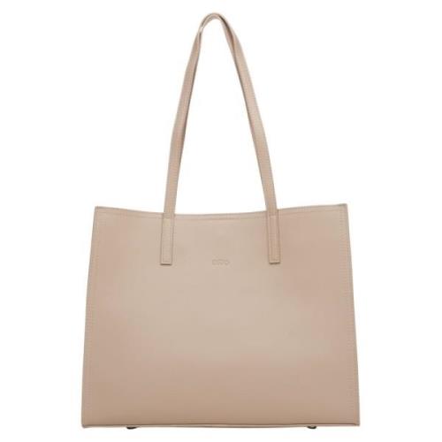 Dames Beige Leren Shopper Tas Er00115665 Estro , Beige , Dames