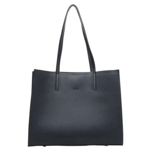 Dames Zwarte Leren Shopper Tas met Matte Afwerking Er00115673 Estro , ...