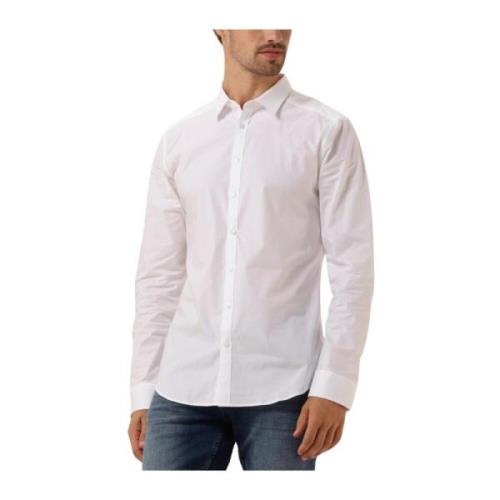 Casual Essential Shirt Wit Pure Path , White , Heren