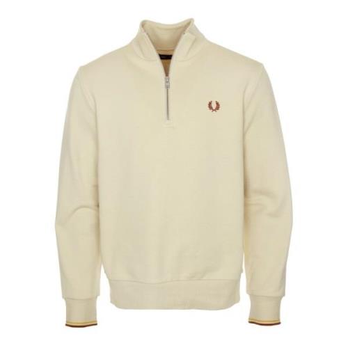 Half-Zip Sweatshirt met Logo Borduursel Fred Perry , Beige , Heren