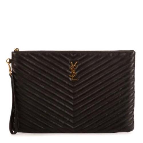 Pre-owned Leather wallets Yves Saint Laurent Vintage , Black , Dames