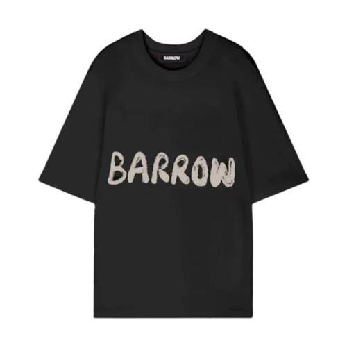 Zwart Unisex Logo Print Katoenen T-shirt Barrow , Black , Heren