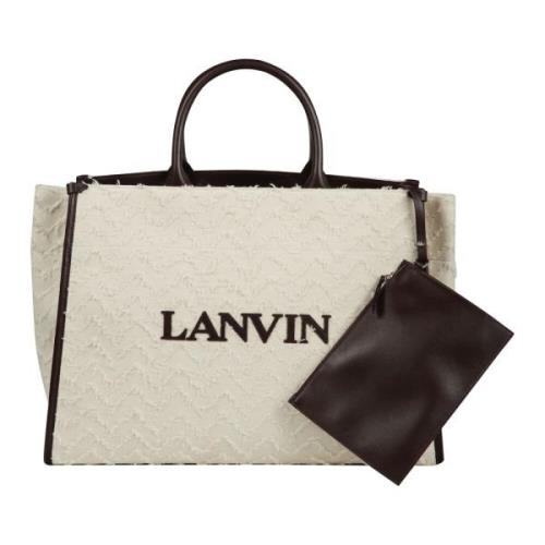 Stijlvolle Tote Tas met Schouderband Lanvin , Beige , Heren